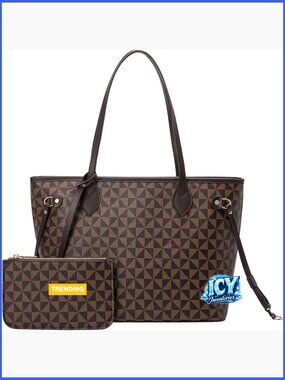 Leather Satchel Handbag with Wallet, Top Handle Shoulder Bag